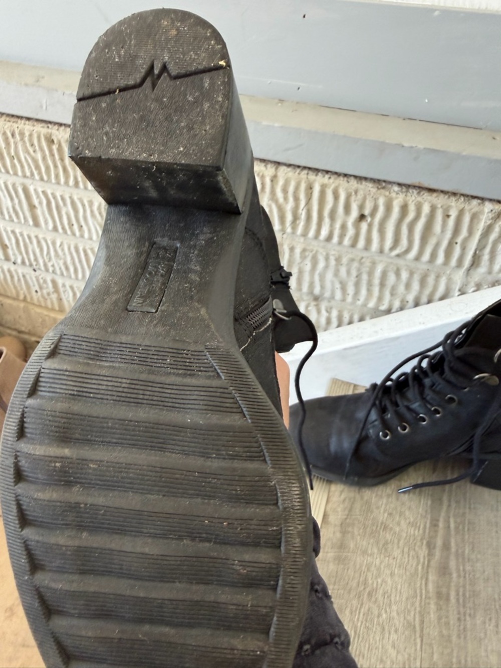 White Mountain Black Lace-Up Combat Boots - Picture 4 of 6